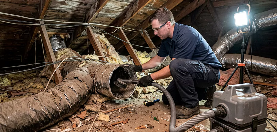 Storm-Damaged Attic Duct Cleaning in San Antonio